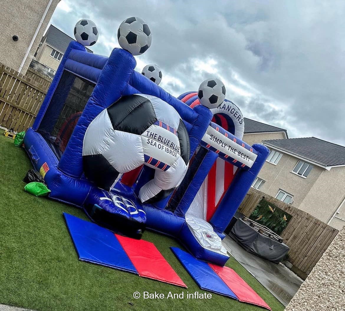 15ft x 15ft Rangers Bouncy Castle - Hire in Scotland | Bake And inflate